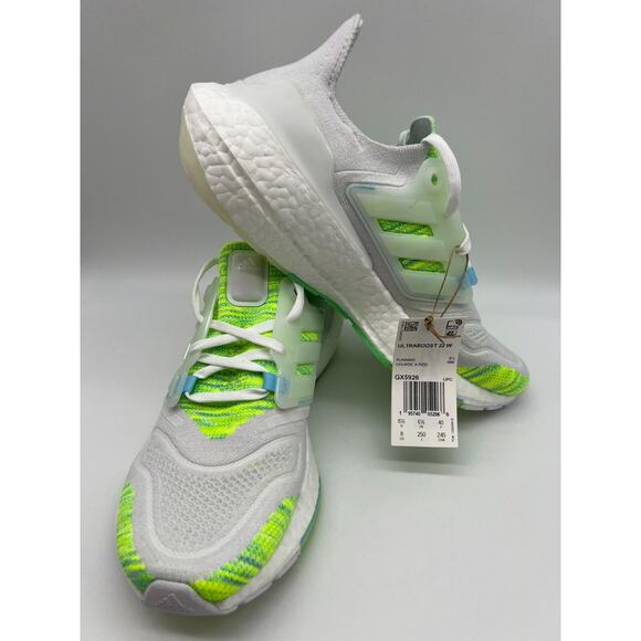 Adidas Ultraboost 22 Running Women's White Bliss Blue Volt GX5926 Size 8 NWT. - Picture 4 of 12